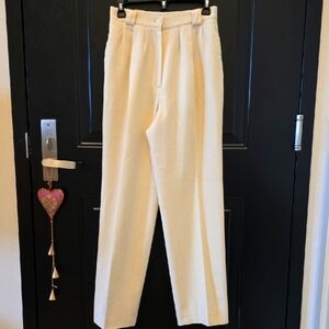 Pierre Cardin Lined Cream Wool Chinos Relaxed Fit Sz 8